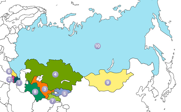 ロシア地域の地図